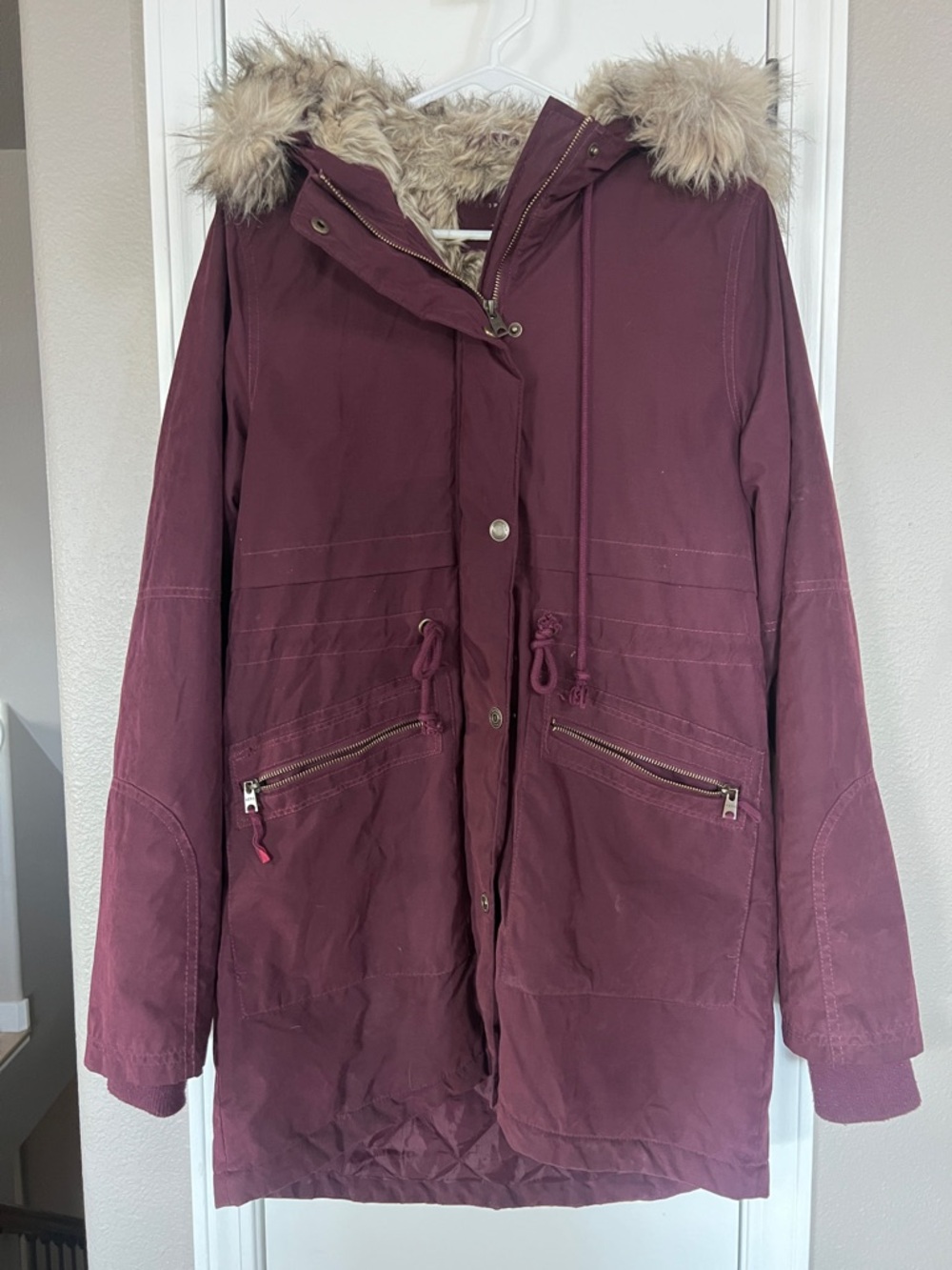 Aeropostale Burgundy Parka with Faux Fur Hood